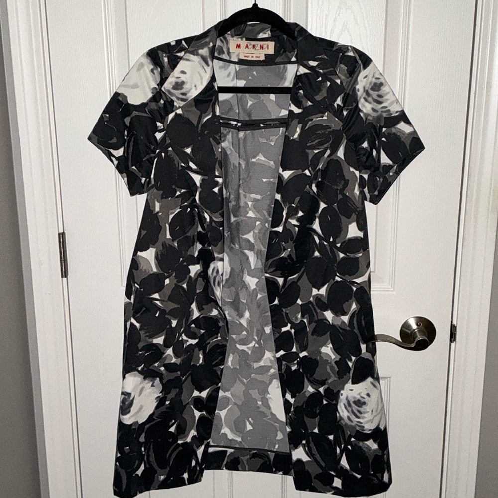 Marni of Italy Gray Floral Pattern Jacket